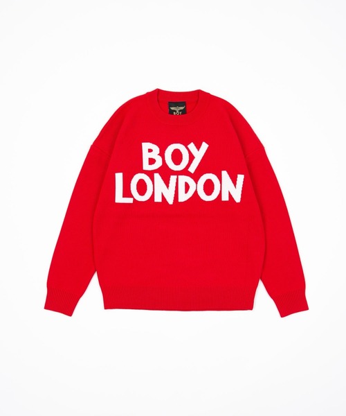 BOY LONDON(ボーイロンドン)の「【BOY LONDON】LOGO KNIT PULLOVER(ニット/セーター・メンズ・レッド・M/L/S)」の1枚目の写真