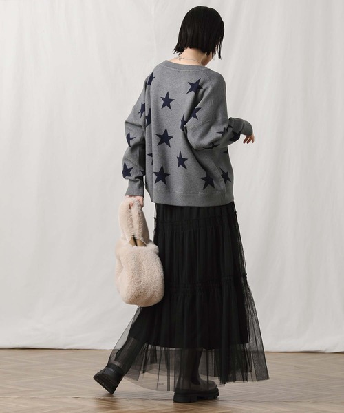 Torrazzo Donna(トラッゾドンナ)の「星柄インターシャニット(ニット/セーター・レディース・グレー系・38)」の4枚目の写真