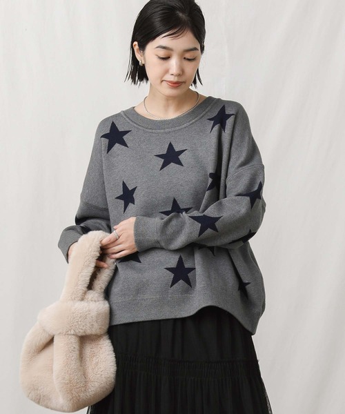 Torrazzo Donna(トラッゾドンナ)の「星柄インターシャニット(ニット/セーター・レディース・グレー系・38)」の10枚目の写真