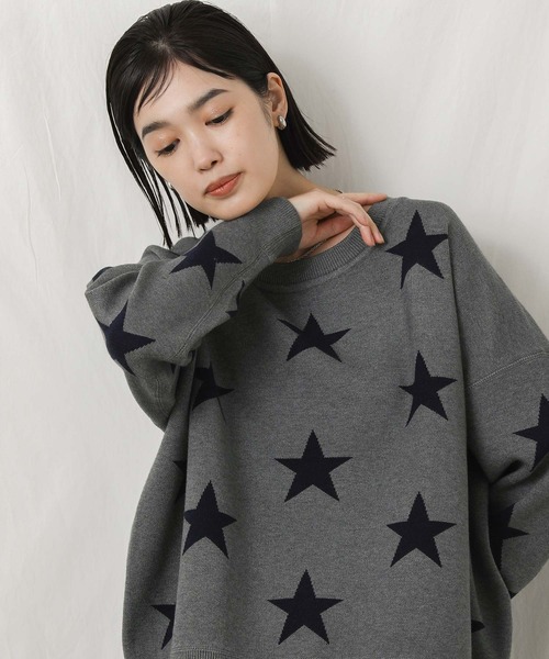 Torrazzo Donna(トラッゾドンナ)の「星柄インターシャニット(ニット/セーター・レディース・グレー系・38)」の11枚目の写真