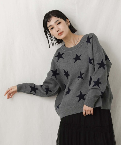 Torrazzo Donna(トラッゾドンナ)の「星柄インターシャニット(ニット/セーター・レディース・グレー系・38)」の12枚目の写真