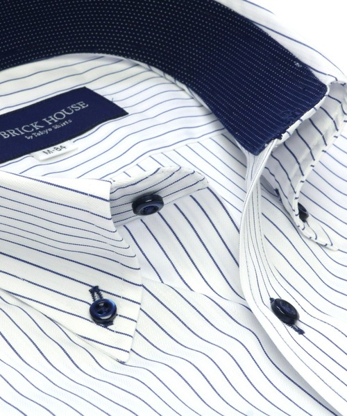 TOKYO SHIRTS（トウキョウシャツ）の「形態安定ノーアイロン ボタンダウン 長袖ビジネスワイシャツ（ビジネスシャツ・メンズ・ブルー・首回り39cm-裄丈80cm/首回り39cm-裄丈84cm/首回り41cm-裄丈82cm/首回り41cm-裄丈86cm/首回り42cm-裄丈82cm/首回り42cm-裄丈86cm/首回り43cm-裄丈82cm/首回り43cm-裄丈86cm/首回り37cm-裄丈80cm/首回り37cm-裄丈84cm）」の2枚目の写真