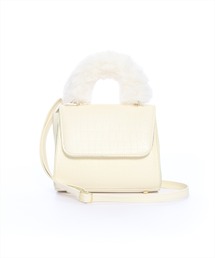 clear | クロコ型押しファーハンドルバッグ(ハンドバッグ)