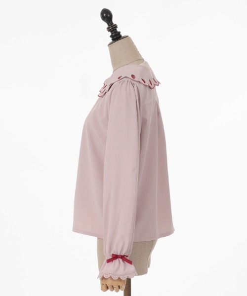 axes femme kawaii（アクシーズファムカワイイ）の「スカラップ苺刺繍ブラウス（シャツ/ブラウス・レディース・ホワイト/ピンク・MEDIUM）」の6枚目の写真