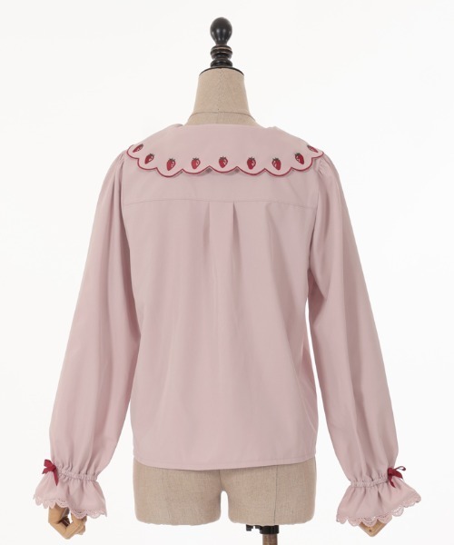 axes femme kawaii（アクシーズファムカワイイ）の「スカラップ苺刺繍ブラウス（シャツ/ブラウス・レディース・ホワイト/ピンク・MEDIUM）」の7枚目の写真