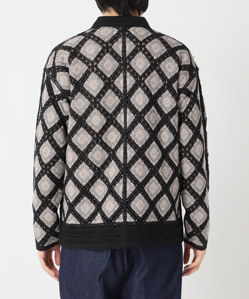 417 EDIFICE（フォーワンセブンエディフィス）の「クロシェニット ポロカーディガン（カーディガン/ボレロ・メンズ・ベージュ/ブラック・MEDIUM/LARGE）」の12枚目の写真