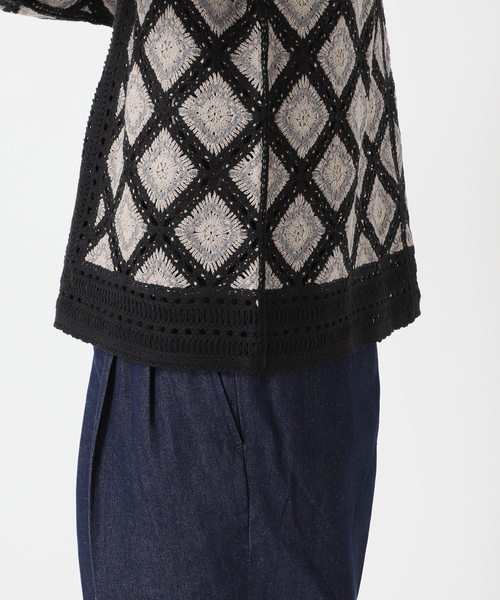 417 EDIFICE（フォーワンセブンエディフィス）の「クロシェニット ポロカーディガン（カーディガン/ボレロ・メンズ・ベージュ/ブラック・MEDIUM/LARGE）」の17枚目の写真