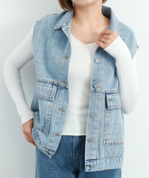Miniministore(ミニミニストア)の「無地ニットトップス Vネック レディース(ニット/セーター・レディース・ブラック/ブルー/グレー/ホワイト/ダークベージュ/ライトベージュ・FREE)」の20枚目の写真