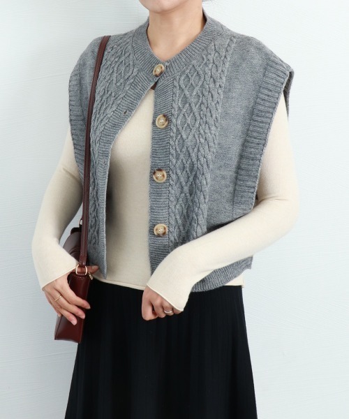 Miniministore(ミニミニストア)の「無地ニットトップス Vネック レディース(ニット/セーター・レディース・ブラック/ブルー/グレー/ホワイト/ダークベージュ/ライトベージュ・FREE)」の10枚目の写真