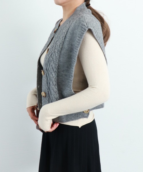 Miniministore(ミニミニストア)の「無地ニットトップス Vネック レディース(ニット/セーター・レディース・ブラック/ブルー/グレー/ホワイト/ダークベージュ/ライトベージュ・FREE)」の13枚目の写真