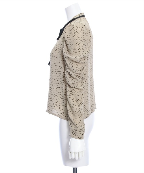 clear（クリア）の「≪再入荷≫リボン付きドットブラウス［大人 カジュアル 着回し力抜群］（シャツ/ブラウス・レディース・ベージュ/ブラック/オフホワイト・F）」の5枚目の写真