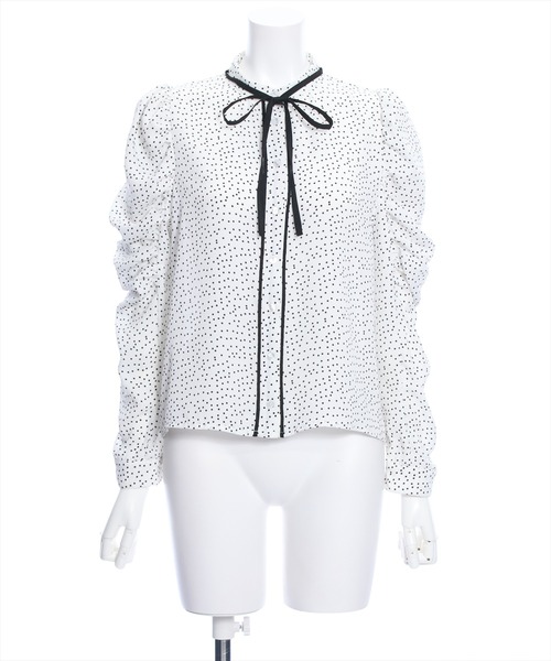 clear（クリア）の「≪再入荷≫リボン付きドットブラウス［大人 カジュアル 着回し力抜群］（シャツ/ブラウス・レディース・ベージュ/ブラック/オフホワイト・F）」の12枚目の写真