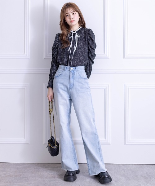 clear（クリア）の「≪再入荷≫リボン付きドットブラウス［大人