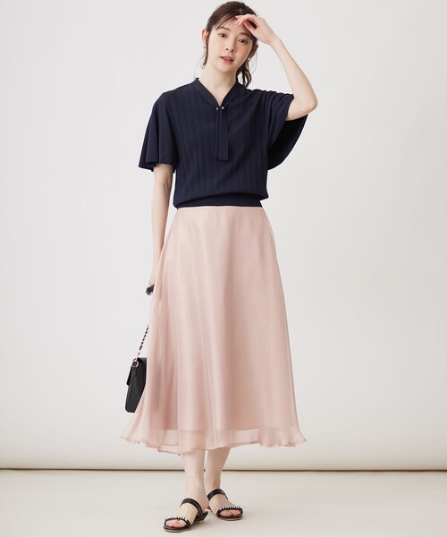 ANY SIS(エニィスィス)の「箔ヴィンテージライクシフォン スカート(スカート・レディース・ライトグレー系/ピンク系・1/3/2)」の4枚目の写真