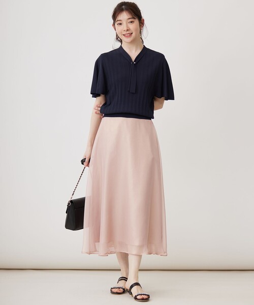 ANY SIS(エニィスィス)の「箔ヴィンテージライクシフォン スカート(スカート・レディース・ライトグレー系/ピンク系・1/3/2)」の5枚目の写真