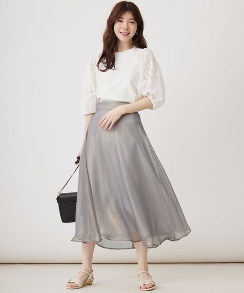 ANY SIS(エニィスィス)の「箔ヴィンテージライクシフォン スカート(スカート・レディース・ライトグレー系/ピンク系・1/3/2)」の7枚目の写真