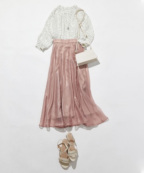 ANY SIS(エニィスィス)の「箔ヴィンテージライクシフォン スカート(スカート・レディース・ライトグレー系/ピンク系・1/3/2)」の8枚目の写真