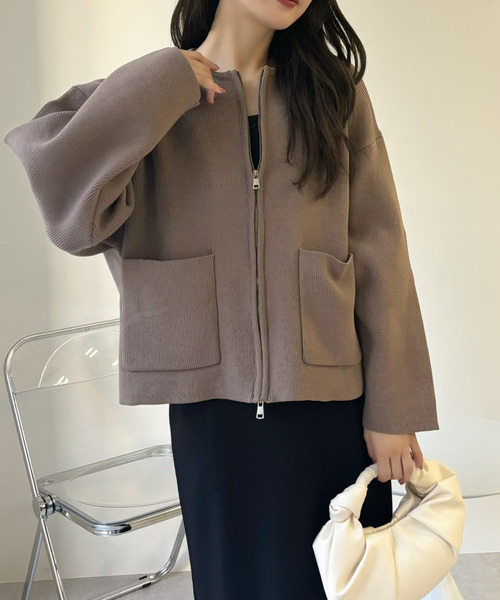 Ada.（エイダ）の「ポケット付き ジップ ニット ブルゾン（ブルゾン・レディース・オフホワイト/ブラック/グレー/ネイビー/ブラウン/チャコールグレー・FREE）」の19枚目の写真