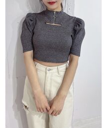 EATME | カットアウトフロントZIPリブTOP(ニット/セーター)