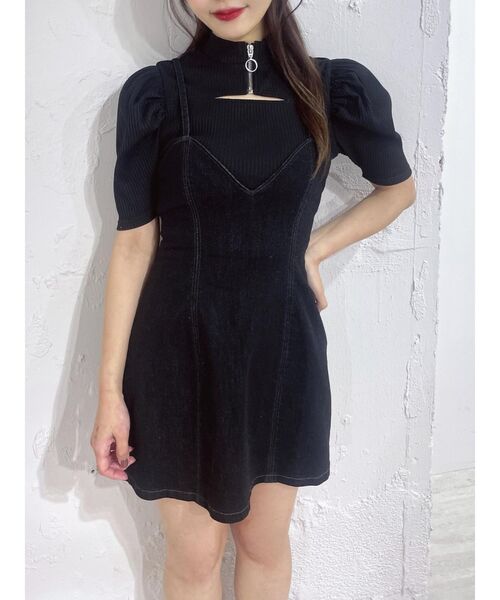 EATME(イートミー)の「カットアウトフロントZIPリブTOP(ニット/セーター・レディース・ブラック/ベージュ/グレー・FREE)」の2枚目の写真