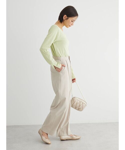 slattgir パンツ 高身長 ストレッチ綿混ストレートパンツ（股下