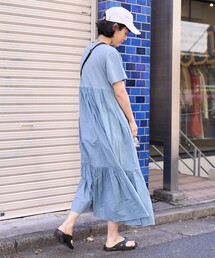 LIMI feu ドット 異素材切替 ドッキングワンピース