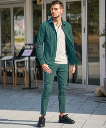 SOMEDIFF（サムディフ）の「セットアップ 上下セット メンズ 楊柳 7分袖シャツ 長袖シャツ スキニーパンツ 春服（セットアップ）」