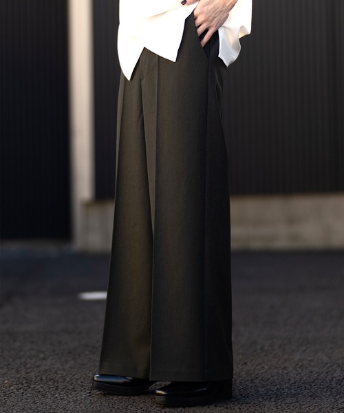 S 【CLEL】バックブラッシュドTR フレアスラックス CLEL】Back Brushed TR Flare Slacks/バックブラッシュドTR