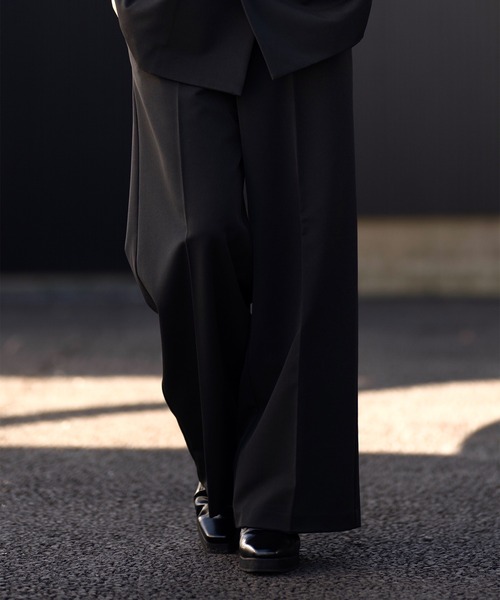 CLELバックブラッシュドTR フレアスラックス CLEL】Back Brushed TR Flare Slacks/バックブラッシュドTR