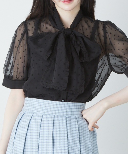 Jamie エーエヌケー(ジェイミーエーエヌケー)の「シアードットブラウス(シャツ/ブラウス・レディース・ホワイト/ブラック・M)」の2枚目の写真