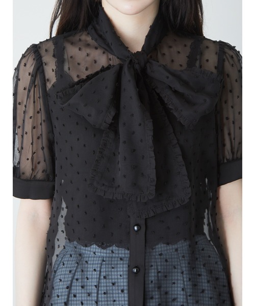 Jamie エーエヌケー(ジェイミーエーエヌケー)の「シアードットブラウス(シャツ/ブラウス・レディース・ホワイト/ブラック・M)」の9枚目の写真
