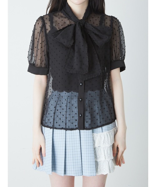 Jamie エーエヌケー(ジェイミーエーエヌケー)の「シアードットブラウス(シャツ/ブラウス・レディース・ホワイト/ブラック・M)」の6枚目の写真