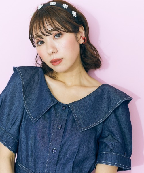 marun（マルン）の「＜大きいサイズ＞　ビジュー飾りカチューシャ　marun（カチューシャ・レディース・オレンジ系/ブラック・FREE）」の18枚目の写真