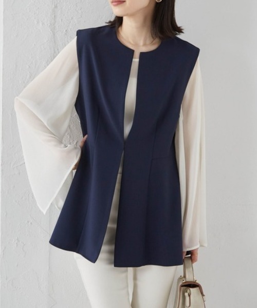 RANAN（ラナン）の「【防シワ】ペプラムジレベスト（スーツベスト・レディース・ライトグレー/ネイビー/ブラック・L/M/LL）」の3枚目の写真