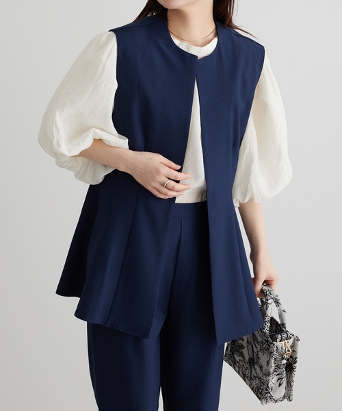RANAN（ラナン）の「【防シワ】ペプラムジレベスト（スーツベスト・レディース・ライトグレー/ネイビー/ブラック・L/M/LL）」の5枚目の写真