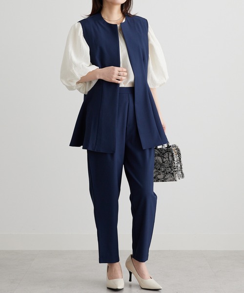 RANAN（ラナン）の「【防シワ】ペプラムジレベスト（スーツベスト・レディース・ライトグレー/ネイビー/ブラック・L/M/LL）」の4枚目の写真