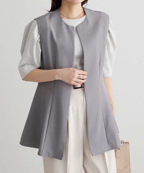 RANAN（ラナン）の「【防シワ】ペプラムジレベスト（スーツベスト・レディース・ライトグレー/ネイビー/ブラック・L/M/LL）」の9枚目の写真