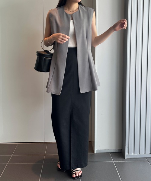 RANAN（ラナン）の「【防シワ】ペプラムジレベスト（スーツベスト・レディース・ライトグレー/ネイビー/ブラック・L/M/LL）」の15枚目の写真