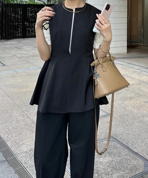 RANAN（ラナン）の「【防シワ】ペプラムジレベスト（スーツベスト・レディース・ライトグレー/ネイビー/ブラック・L/M/LL）」の16枚目の写真