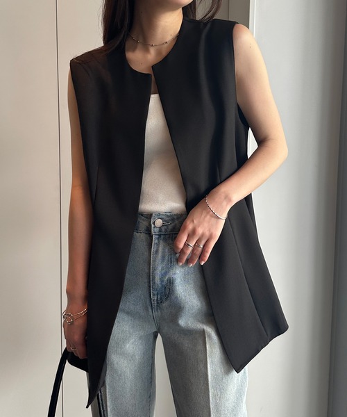 RANAN（ラナン）の「【防シワ】ペプラムジレベスト（スーツベスト・レディース・ライトグレー/ネイビー/ブラック・L/M/LL）」の13枚目の写真