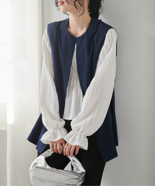 RANAN（ラナン）の「【防シワ】ペプラムジレベスト（スーツベスト・レディース・ライトグレー/ネイビー/ブラック・L/M/LL）」の22枚目の写真