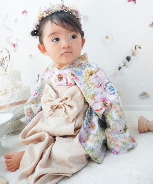 SweetMommy（スウィートマミー）の「【新色】3WAY コットン×ジャガード　2ピース袴ロンパース [こどもの日 端午の節句]  [誕生日 記念日 お食い初め お宮参り 七五三]（着物・キッズ・ホワイト/ピンク/サーモンピンク/グレイッシュブルー/ラベンダー/ブルーグレー/ホワイト×グレー/ベージュ/グレー×サックスブルー/グレイッシュベージュ/ネイビー/ブルー系その他・90/50-70/80）」の19枚目の写真