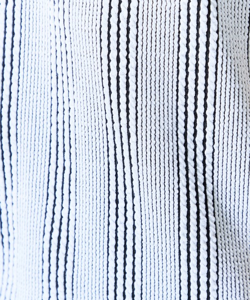 HIDEAWAYS NICOLE(ハイダウェイニコル)の「ブリスターストライプVネック半袖プルオーバー(Tシャツ/カットソー・メンズ・ホワイト×ブラック/ブラック/ホワイト/ブラック×ホワイト・MEDIUM/LARGE/X-LARGE)」の16枚目の写真