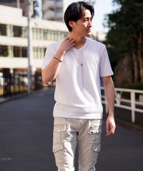 希少!!【V MADE】ロゴリブネックTEE【送関込】 Vネック半袖Tシャツ ショート丈 ロゴプリント レディース 夏韓国