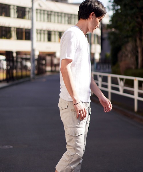 HIDEAWAYS NICOLE(ハイダウェイニコル)の「ブリスターストライプVネック半袖プルオーバー(Tシャツ/カットソー・メンズ・ホワイト×ブラック/ブラック/ホワイト/ブラック×ホワイト・MEDIUM/LARGE/X-LARGE)」の20枚目の写真