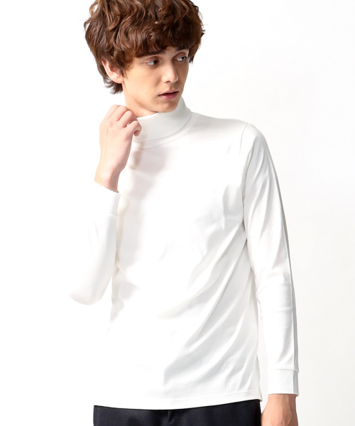 ABAHOUSE（アバハウス）の「スーピマ　スムースタートルネック（Tシャツ/カットソー・メンズ・ホワイト/ブラック×ホワイト/グレー/ブラック・2/3）」の2枚目の写真