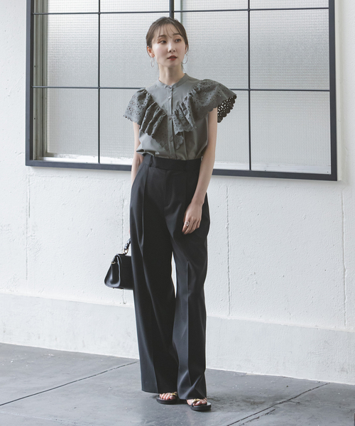 セール】スカラ刺繍フリルブラウス（シャツ/ブラウス）｜NOBLE