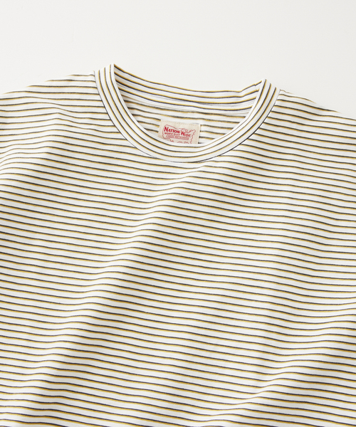 JOURNAL STANDARD relume（ジャーナルスタンダード　レリューム）の「【NATION WIDE / ネーションワイド】 ボーダーTシャツ（Tシャツ/カットソー・メンズ・ライトブルー/チャコールグレー/ホワイト×ホワイト・LARGE/MEDIUM）」の2枚目の写真