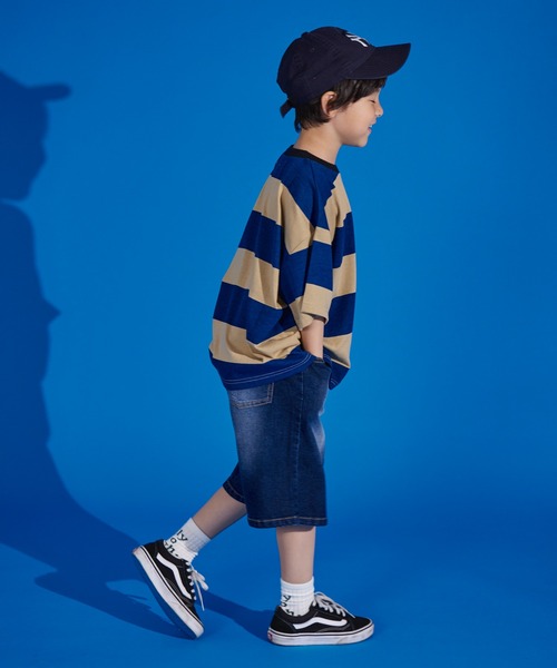 PAIRMANON STREET(ペアマノンストリート)の「【PAIRMANON STREET】天竺 ワイドボーダー 胸刺繍 半袖 Tシャツ(Tシャツ/カットソー・キッズ・グリーン/ブラウン/ブラック/イエロー/ネイビー・130/90/110/140/150/120/100)」の19枚目の写真