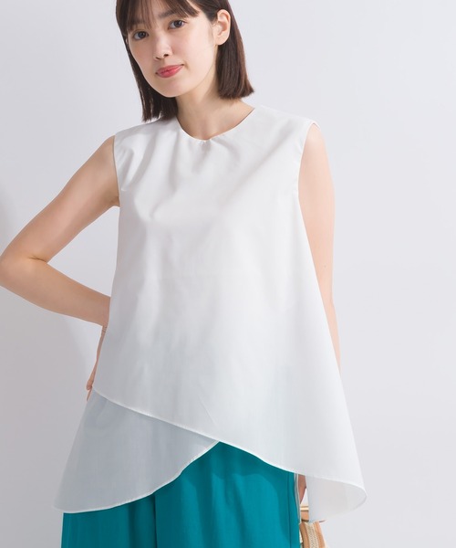 PICCIN（ピッチン）の「ノースリーブフレアブラウス（シャツ/ブラウス・レディース・ブラック/オフホワイト/サックスブルー・M）」の2枚目の写真